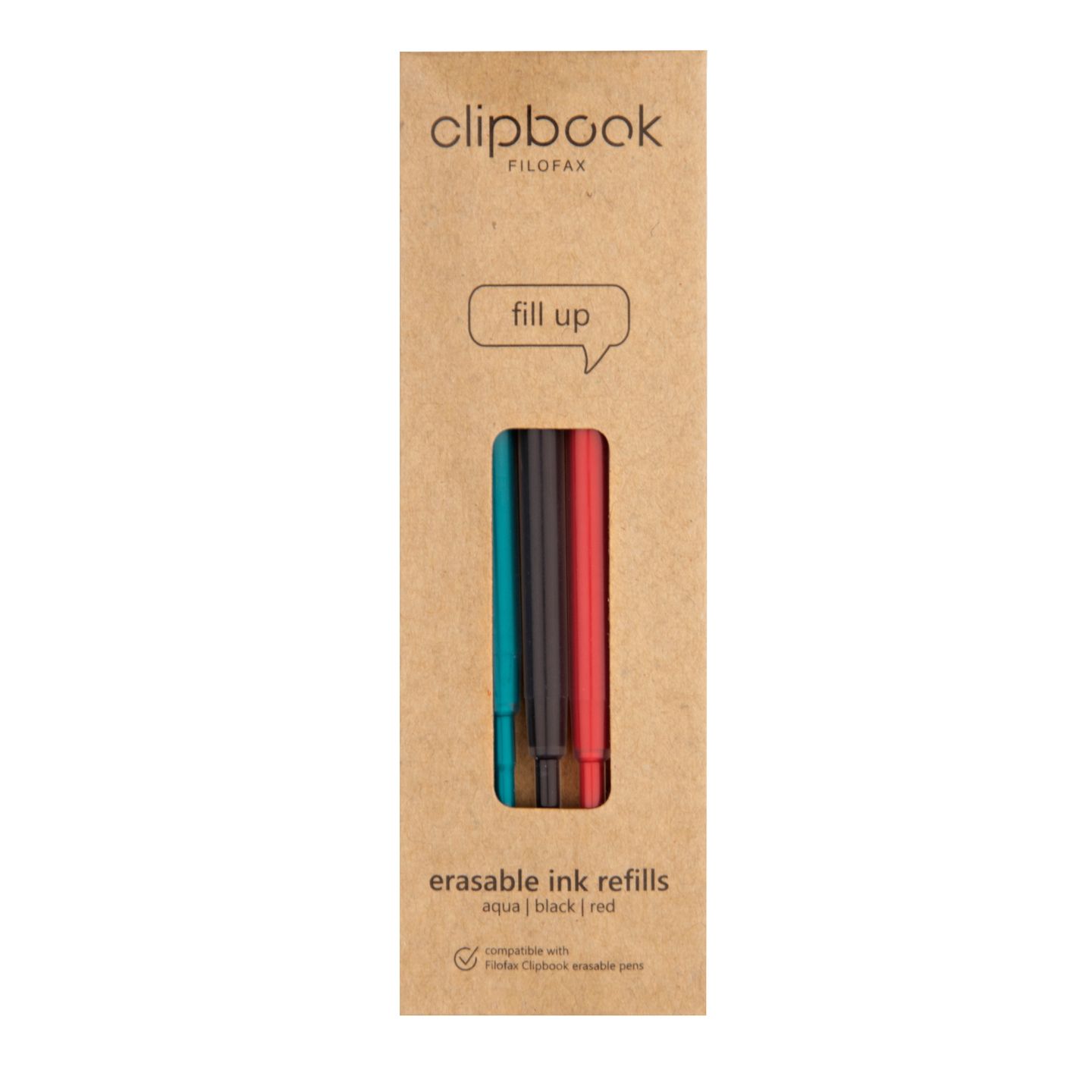 Filofax Clipbook Náhradní náplň do gumovacího pera, 3 ks - tyrkysová, černá, červená