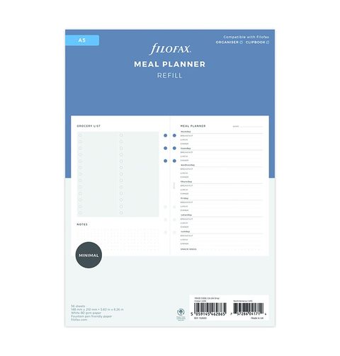 Obrázek produktu: Filofax Nedatovaná náplň pro diář/Clipbook A5 - plánování jídla