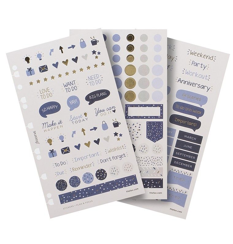 Samolepky Indigo náplň osobních/A5 diářů Filofax