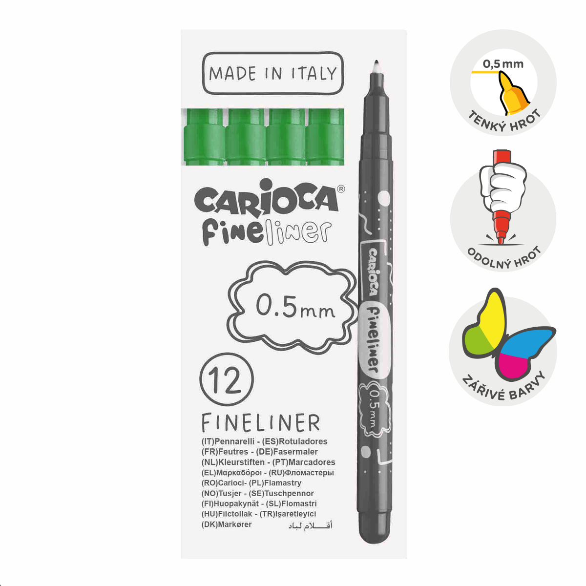 Fineliner Carioca 0,5 mm - 1 ks, zelený