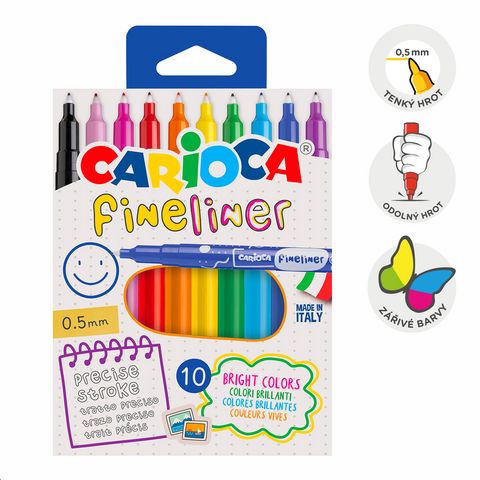 Obrázek produktu: Fineliner Carioca 0,5 mm - sada 10 barev
