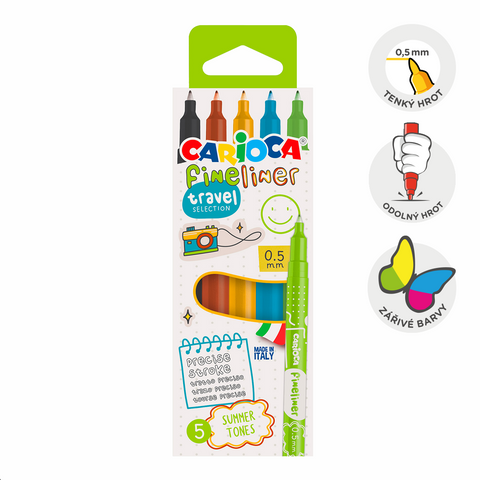 Obrázek produktu: Fineliner Carioca 0,5 mm - sada 5 ks Travel