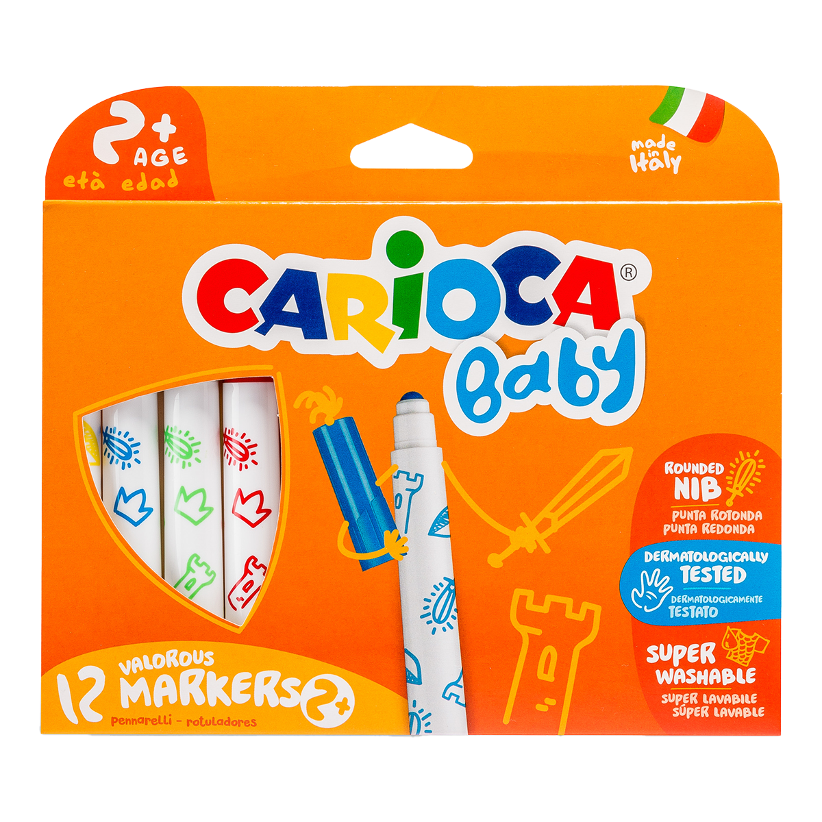 Fixy Carioca Baby 2+, kulatý hrot - 12 ks