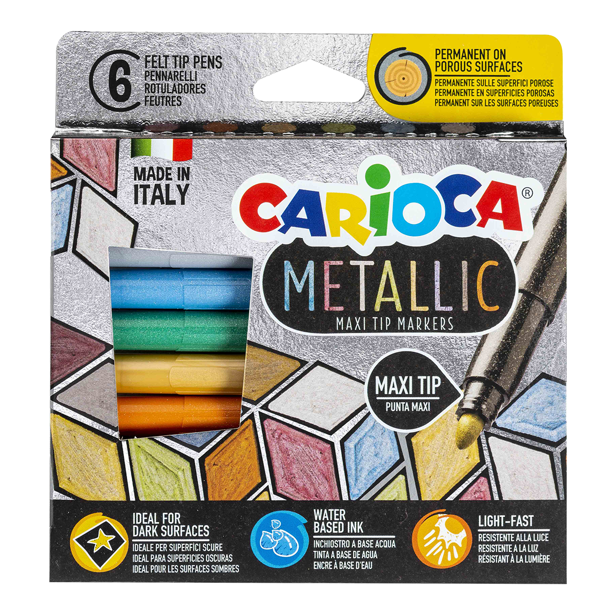 Fixy Carioca Metallics, silný hrot - 6 ks