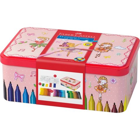 Obrázek produktu: Fixy Faber-Castell - Connector,  plechový box Balerínka, 33 ks