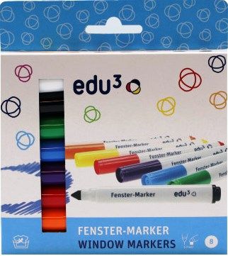 Fixy na sklo smývatelné EDU - 8 ks