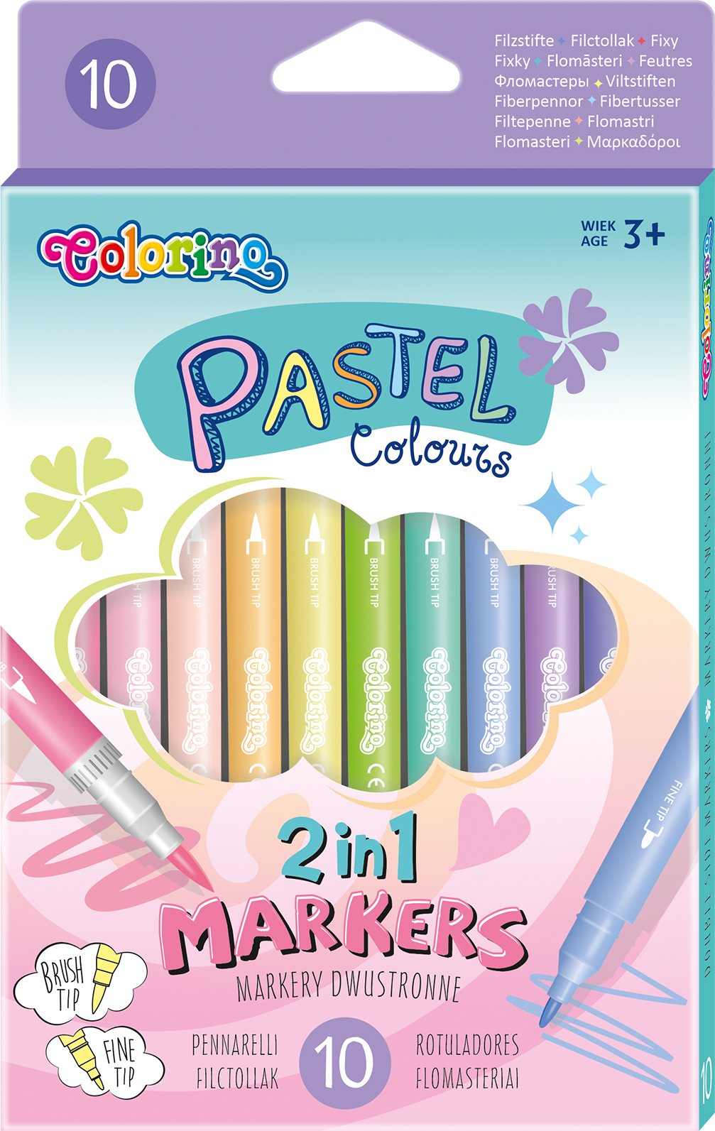 Fixy oboustranné Colorino pastelové - 10 barev