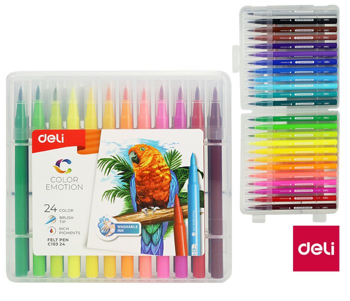 Fixy štětečkové DELI 24 barev Color Emotion