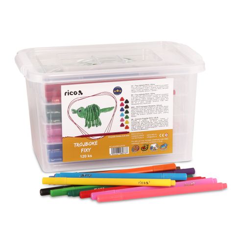 Obrázek produktu: Fixy trojboké RICO, hrot 2,5 mm, sada 120 ks (10 x 12 barev), PP box