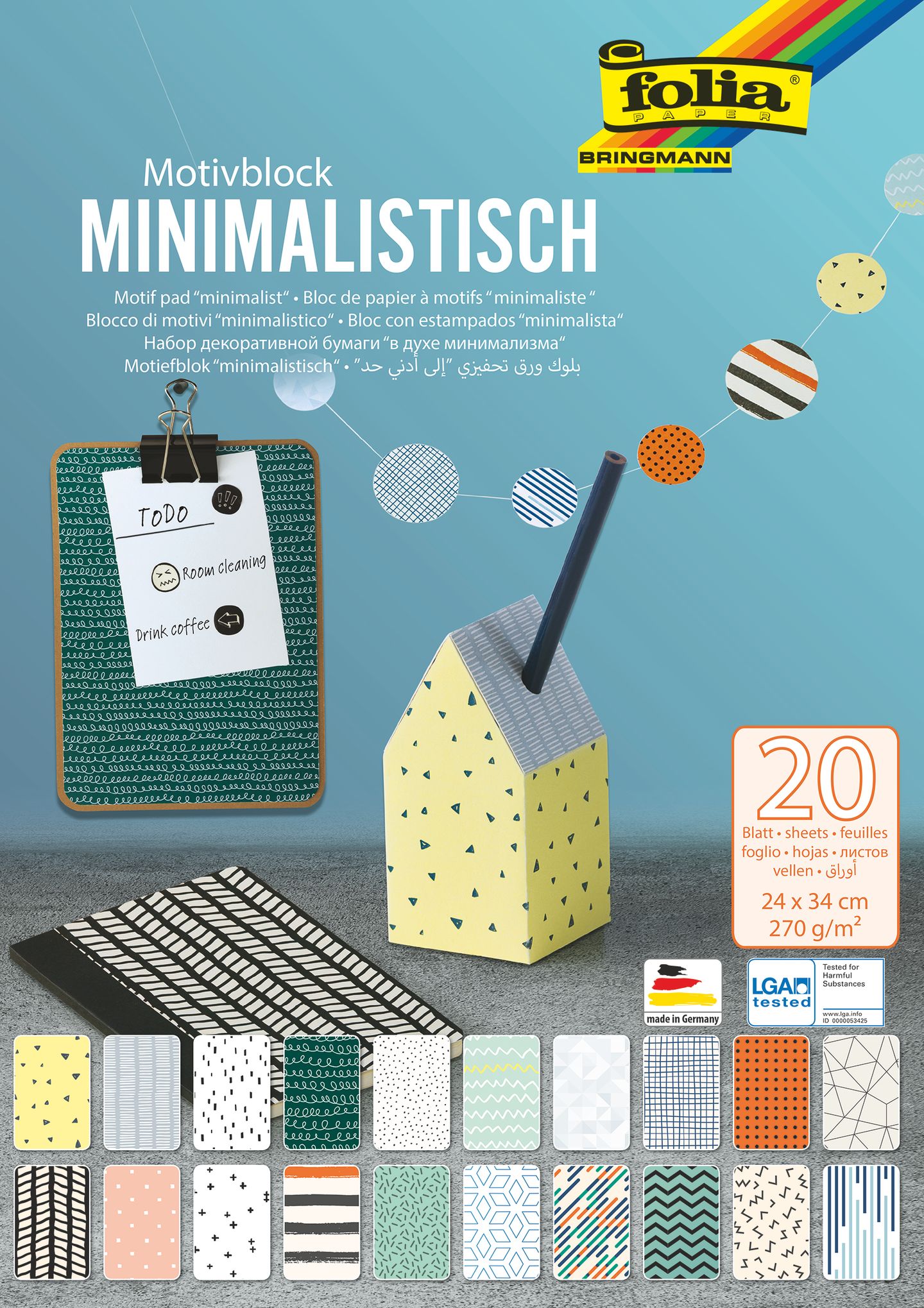 Folia Blok barevných papírů 24 × 34 cm MINIMALISMUS