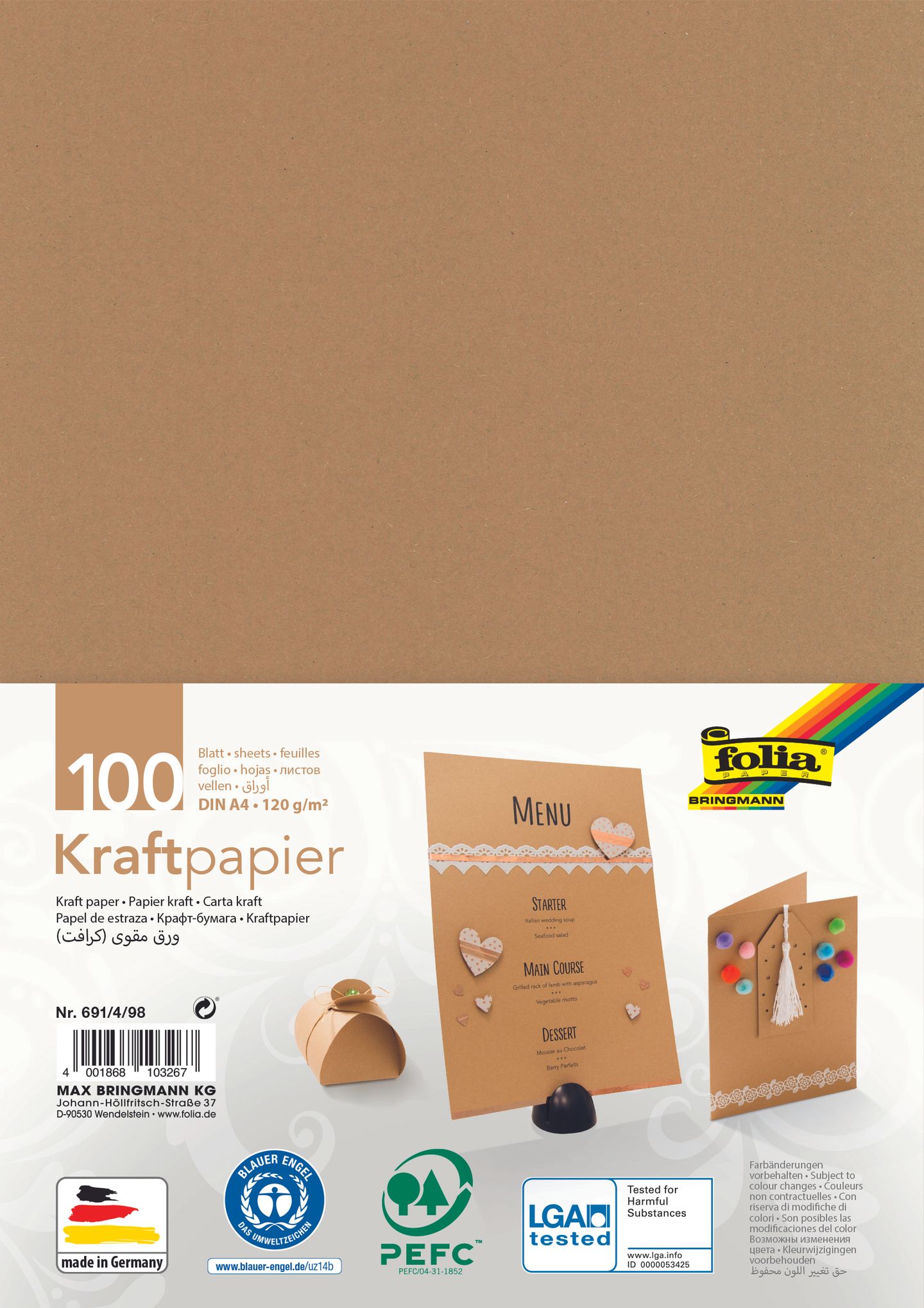 Folia Kraftový papír 120 g/m2 - 100 listů