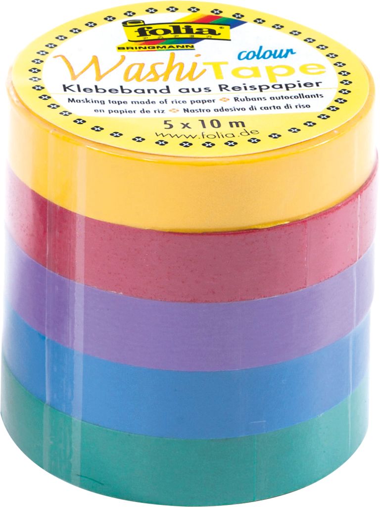 Folia Sada dekoračních lepicích washi pásek - základní barvy