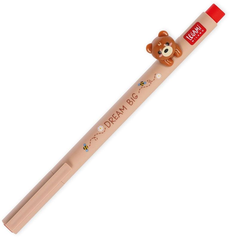 Gelové pero Legami 0,5 mm se zvířátkem - Teddy bear - červená náplň