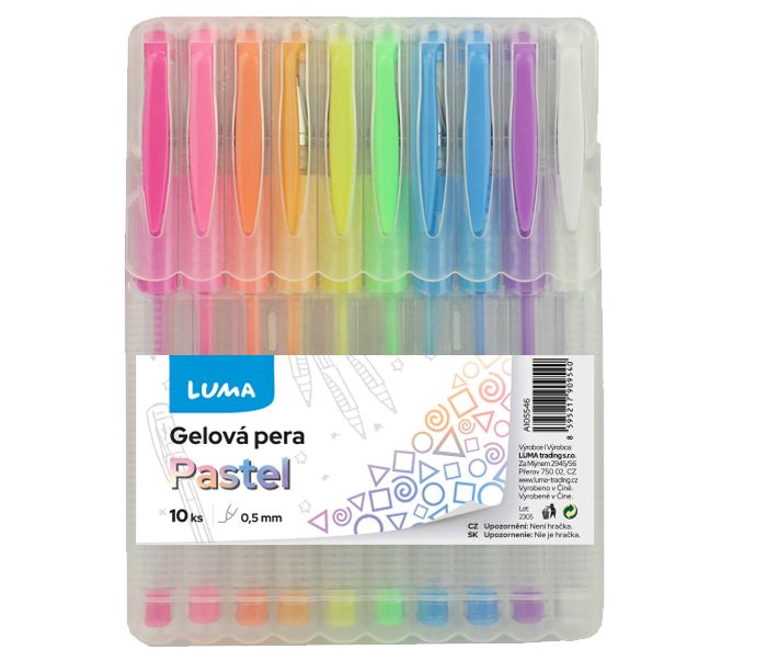 Gelové pero 10 barev PASTEL, LUMA LUMA trading s.r.o.