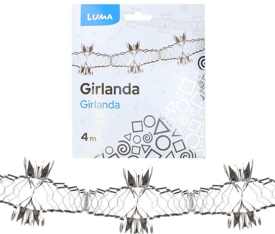Girlanda 4 m - stříbrná