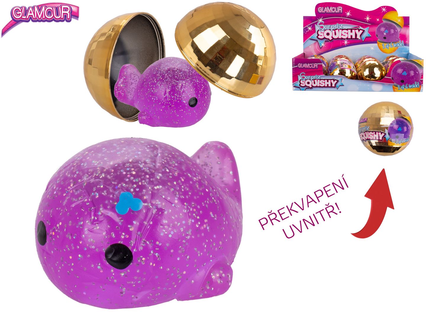 Glamour koule třpytivá překvapení 6,5 cm se strečovou rybkou