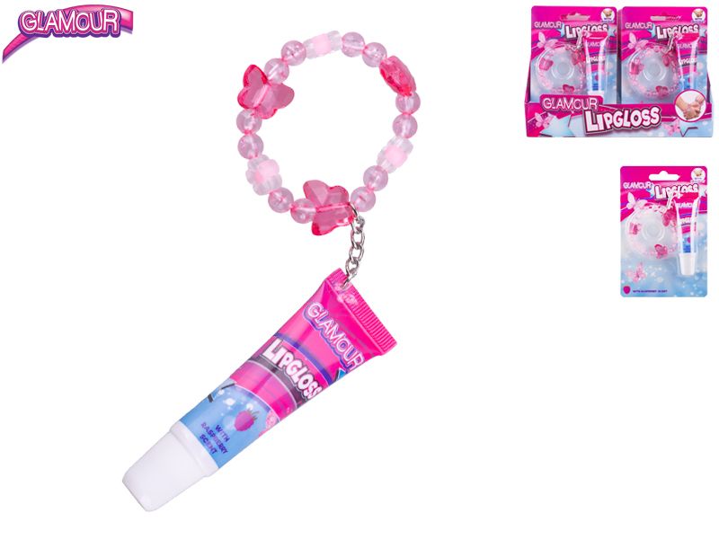 Glamour lesk na rty 12 ml malinová příchuť s příveškem