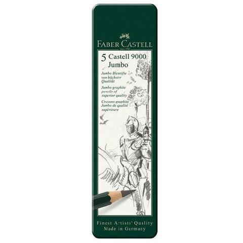 Obrázek produktu: Grafitová tužka Faber-Castell 9000 Jumbo plechová krabička 5 ks