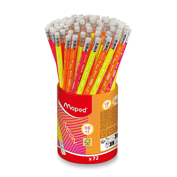 Grafitová tužka MAPED Neon HB s pryží, 1 ks - mix barev