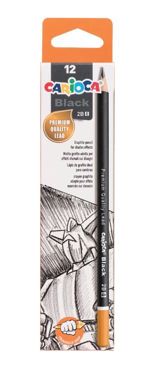 Grafitové tužky Carioca Black trojhranné č. 0 (2B) - 12 ks