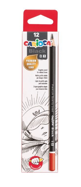 Obrázek produktu: Grafitové tužky Carioca Black trojhranné č. 1 (B) - 12 ks