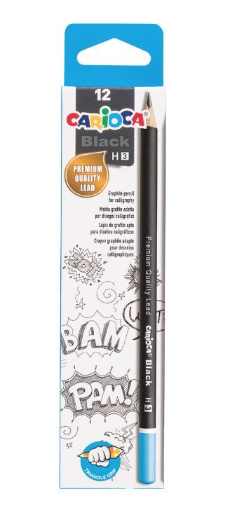 Grafitové tužky Carioca Black trojhranné č. 3 (H) - 12 ks