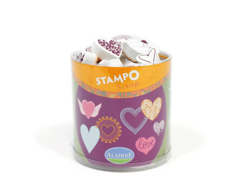 Gumová razítka Aladine - Srdíčka - 35 ks