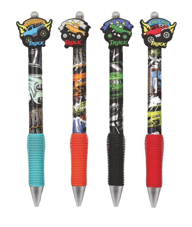 Gumovatelné pero Colorino s gumovým gripem - Auta, mix motivů