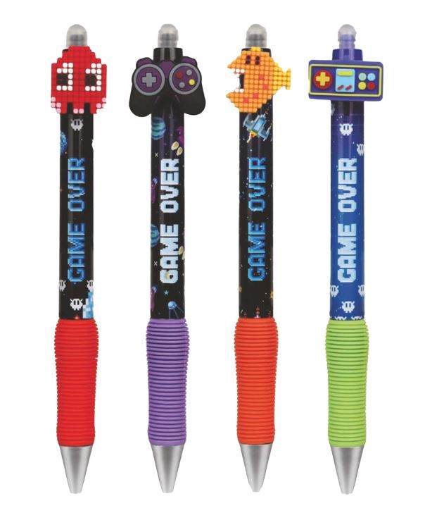 Gumovatelné pero Colorino s gumovým gripem - Game over, mix motivů