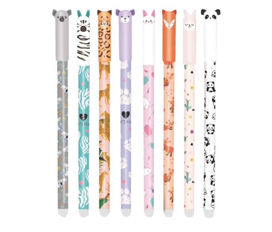 Gumovatelné pero Colorino s víčkem - Zvířata, mix motivů