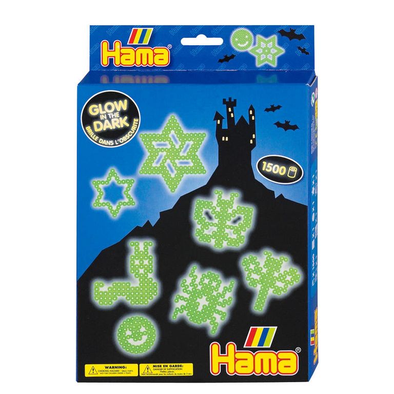Hama zažehlovací korálky - MIDI Box, 1500ks Svítící ve tmě