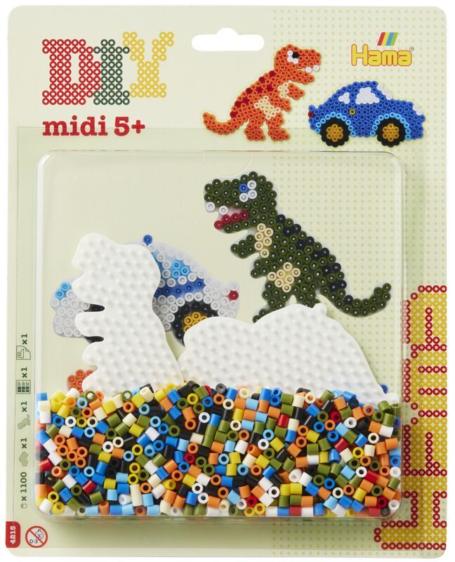 Hama zažehlovací korálky - MIDI Blistr, 450ks Auto a dinosaurus