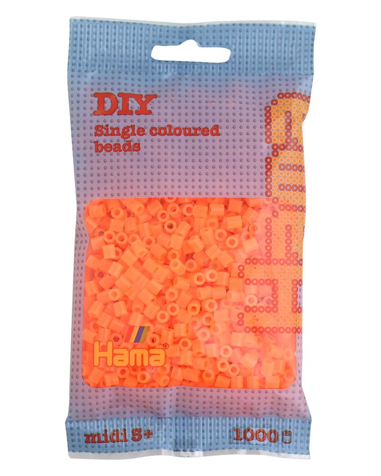 Hama zažehlovací korálky MIDI - neonové oranžové 1000ks