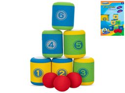 Obrázek produktu: Házecí hra shoď plechovky 6 ks s míčkem 3 ks