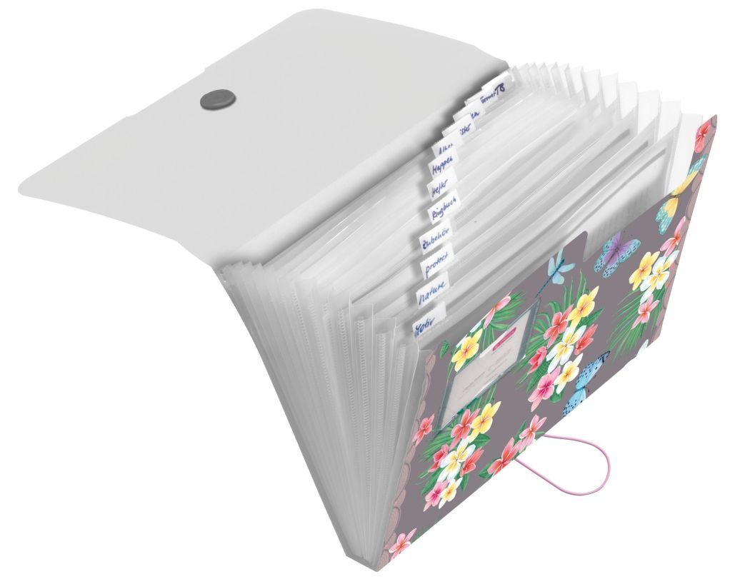 Herlitz Desky A4 PP organizační, 12 přihrádek, Ladylike - Motýlci
