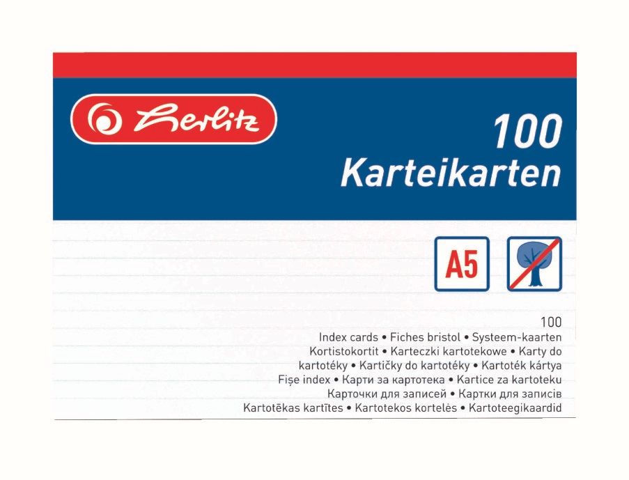 Herlitz Karty do kartotéky A5, linkované - 100 ks