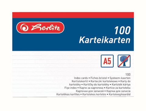 Obrázek produktu: Herlitz Karty do kartotéky A5, linkované - 100 ks