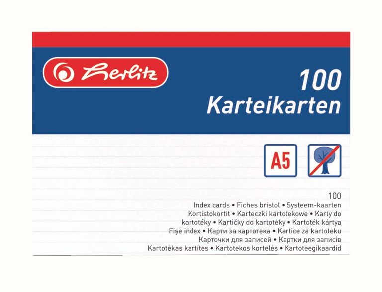 Levně Herlitz Karty do kartotéky A5, linkované - 100 ks