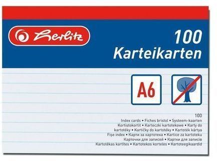Levně Herlitz Karty do kartotéky A6, linkované - 100 ks
