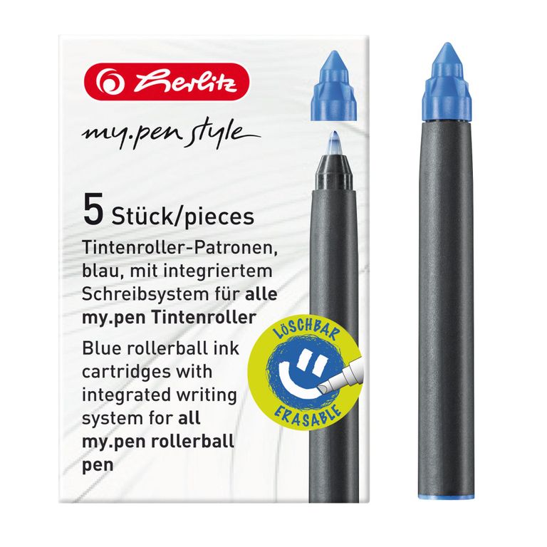 Herlitz my.pen Inkoustové bombičky do rolleru, 5 ks - modré