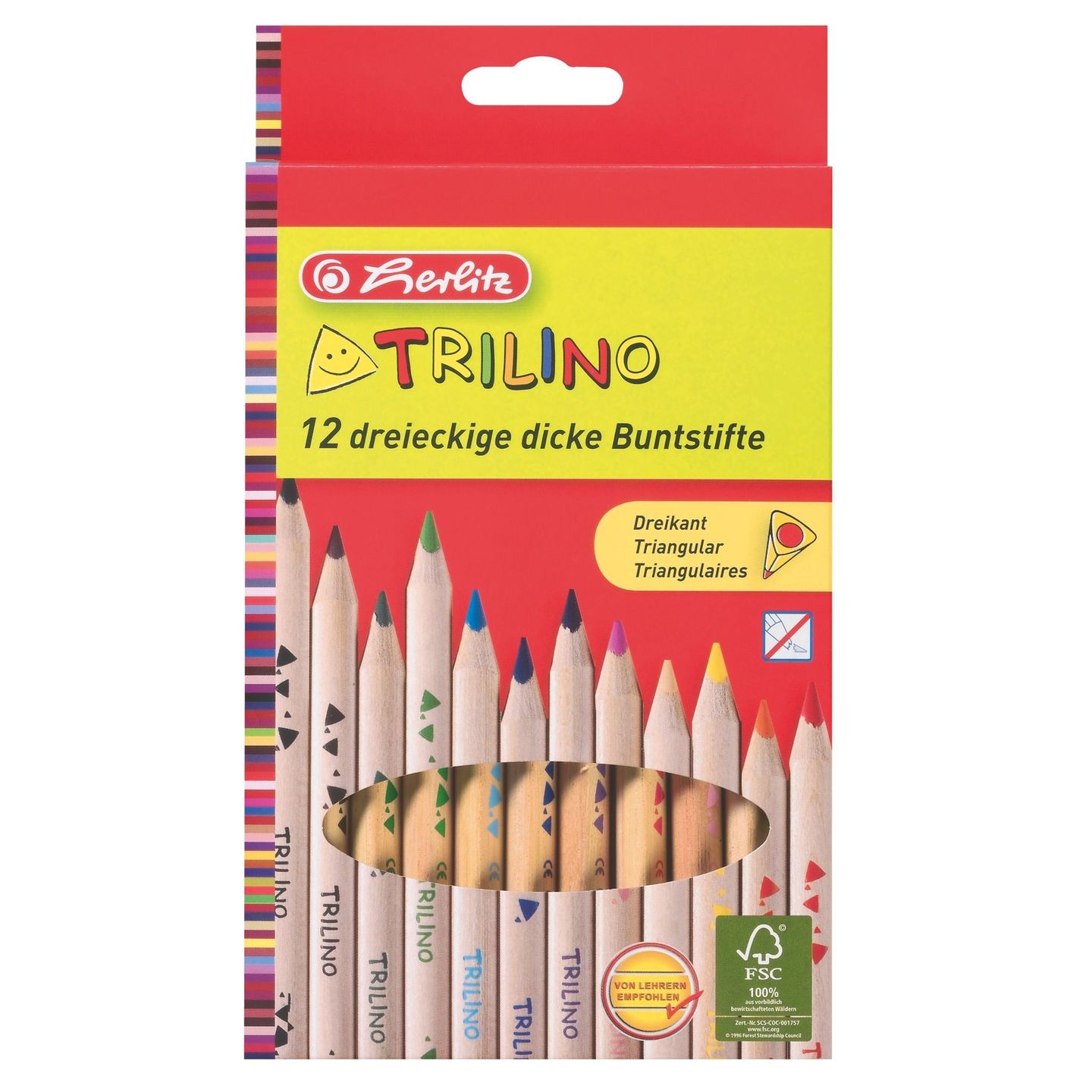 Herlitz Pastelky dřevěné trojhrané - 12 barev