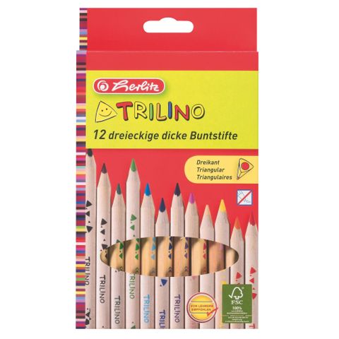 Obrázek produktu: Herlitz Pastelky dřevěné trojhrané - 12 barev