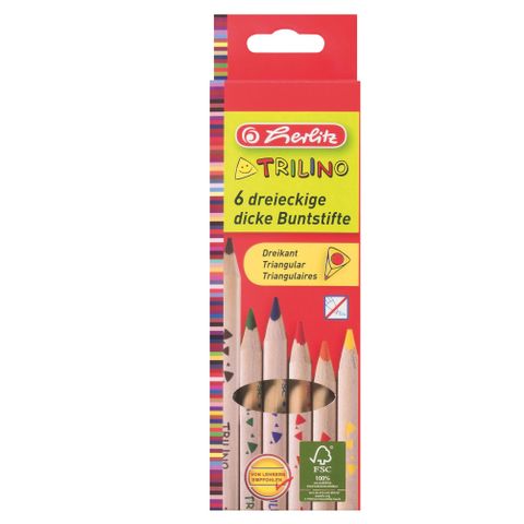 Obrázek produktu: Herlitz Pastelky dřevěné trojhranné - 6 barev