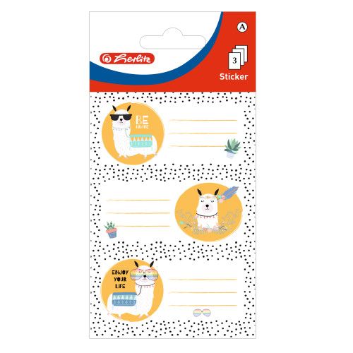 Herlitz Samolepicí etikety na sešit Lama, 3 ks × 3 listy