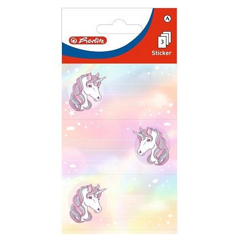 Herlitz Samolepicí etikety na sešit Unicorn, 3 ks × 3 listy