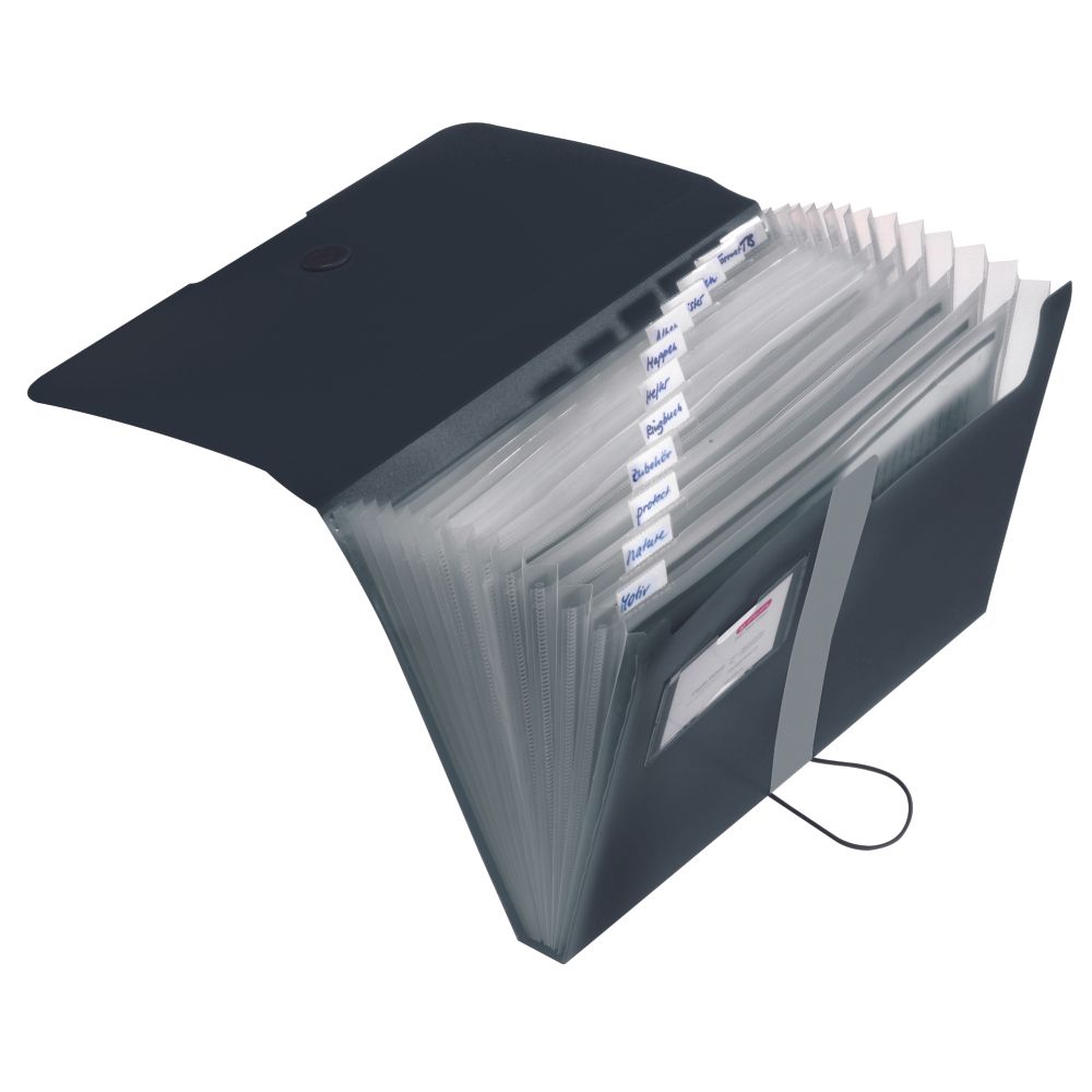 Herlitz Spisové desky A4 PP organizační, 12 přihrádek - černé