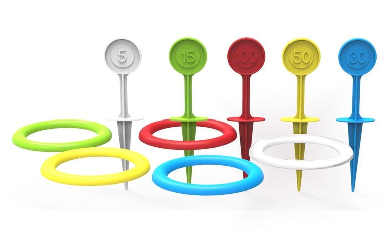 Hra házecí kroužky a kolíky plast 22cm v sáčku