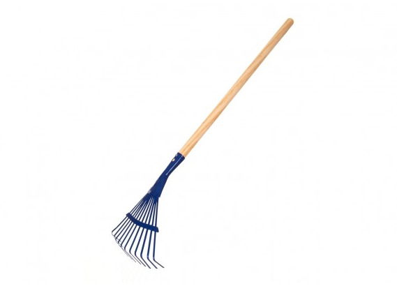 Levně Hrábě planžetové modré kovové s dřevěnou násadou - 80 cm