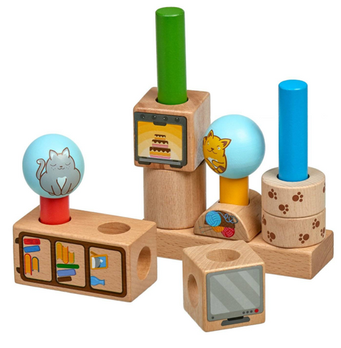 Obrázek produktu: Hravé kočky - dřevěná skládačka s předlohami