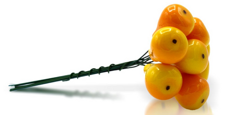 Obrázek produktu: Hruška lakovaná, na drátku 18 ×  26 mm žlutá - 10 ks